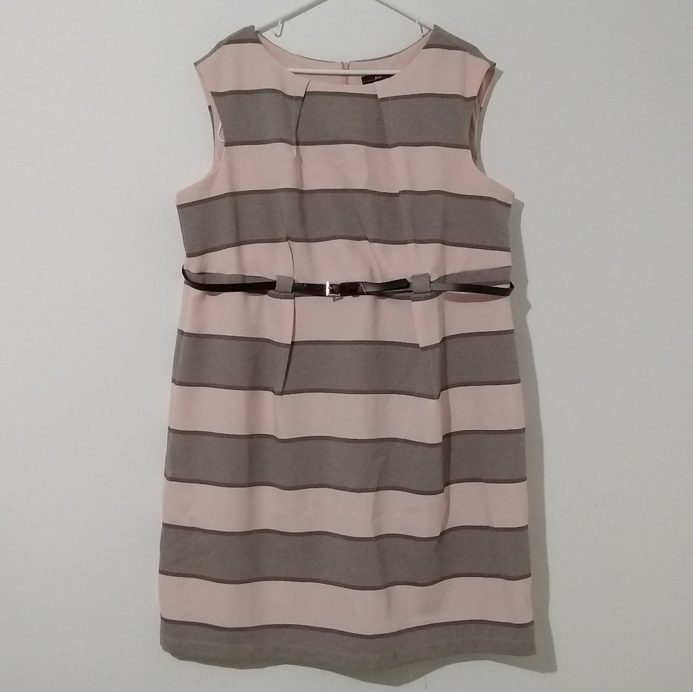 R&K Originals Pink Gray Striped Sheath Dress 20W